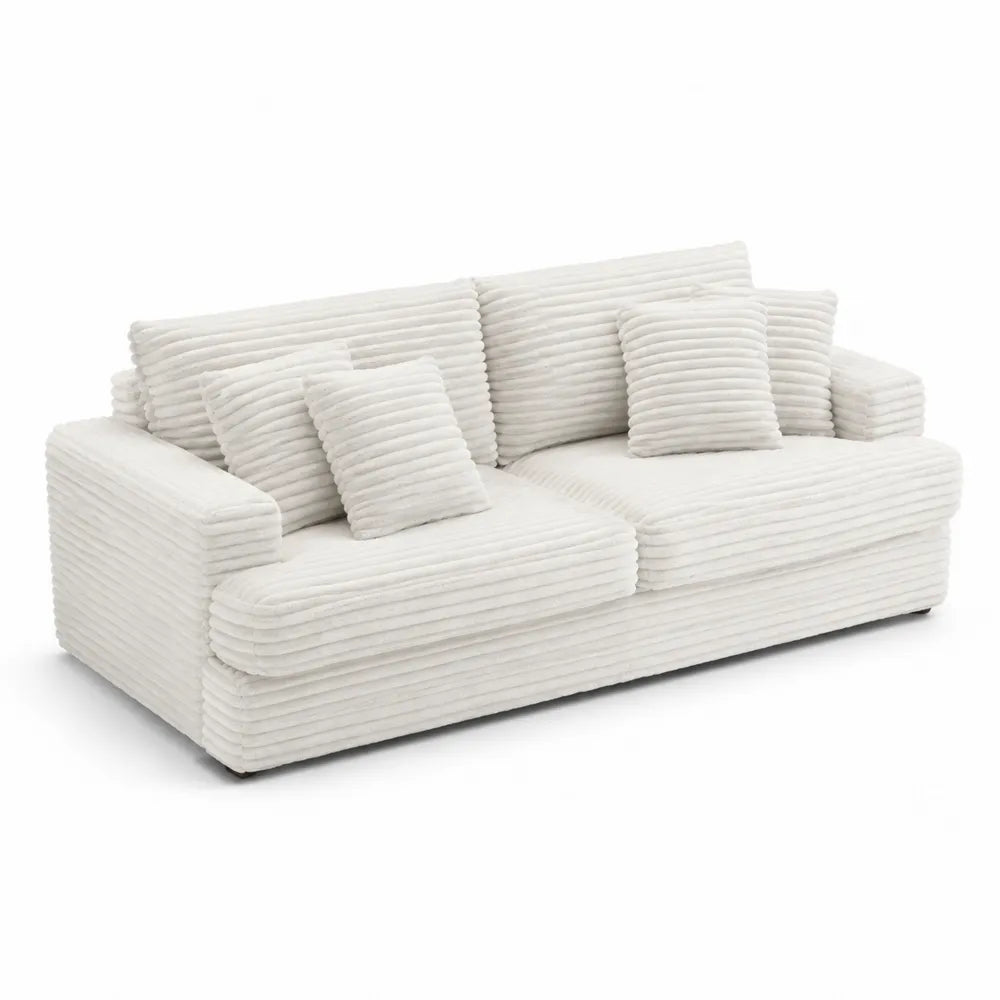 3-Sitzer Sofa Cordstoff Beige 220 cm