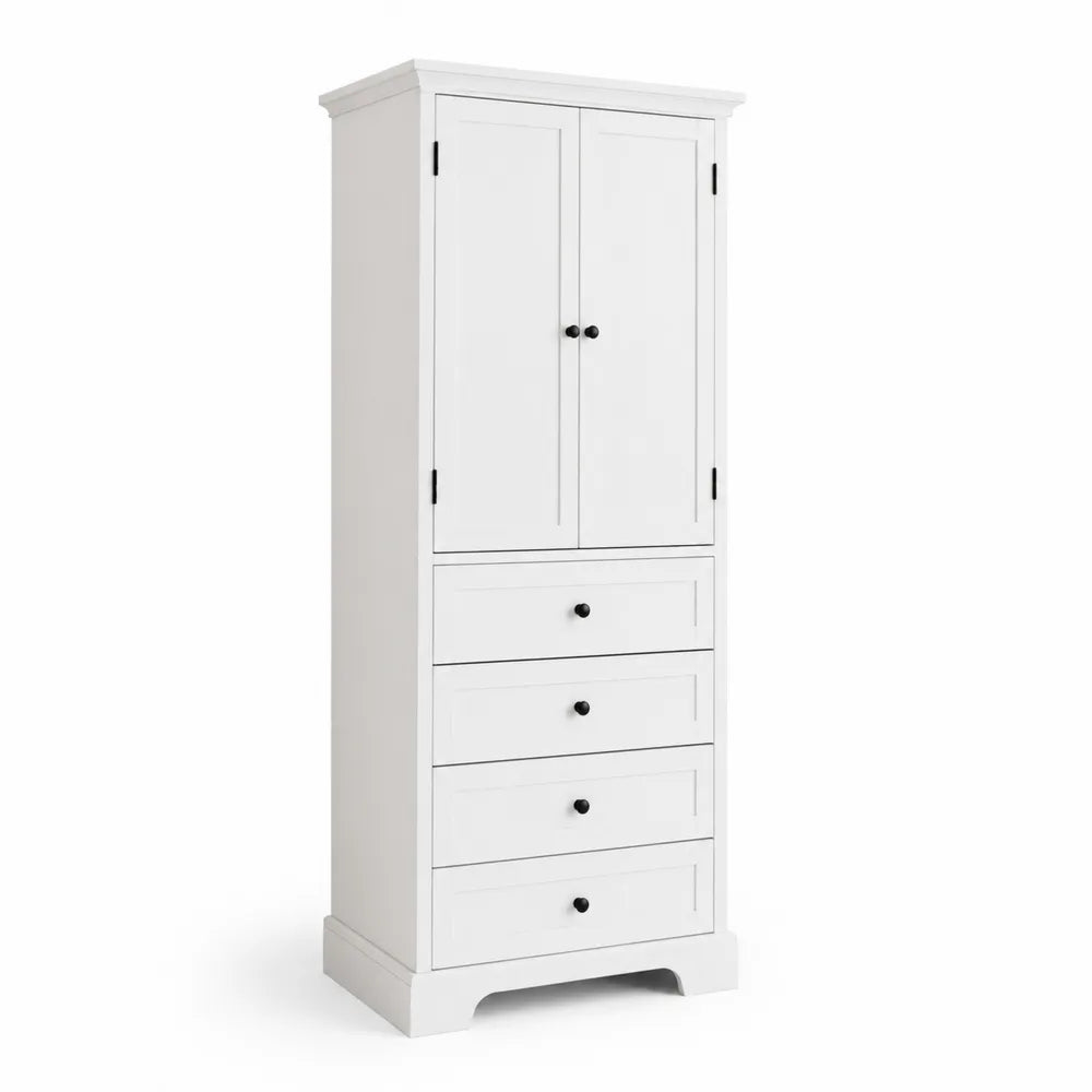 Holzschrank Weiß mit 4 Schubladen und 2 Türen