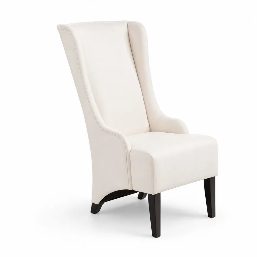 Esszimmerstuhl mit hoher Rückenlehne Holz Polyester Beige